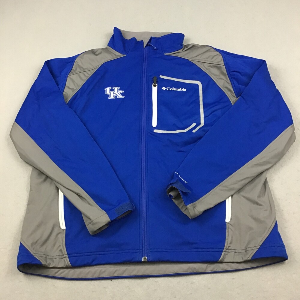 Kentucky Wildcats Jacket Men XL Blue Gray Columbia Ful Zip Windbreaker NCAA